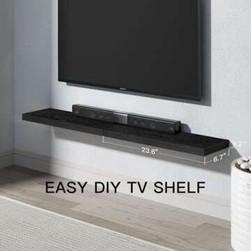 AMADA HOMEFURNISHING Floating Shelves Wall Mounted, 24 x 7 Inch Wall Shelves for Bathroom, Bedroom, Living Room, Black Shelves Set of 2 - AMFS05