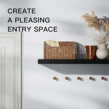 AMADA HOMEFURNISHING Floating Shelves Wall Mounted, 24 x 7 Inch Wall Shelves for Bathroom, Bedroom, Living Room, Black Shelves Set of 2 - AMFS05