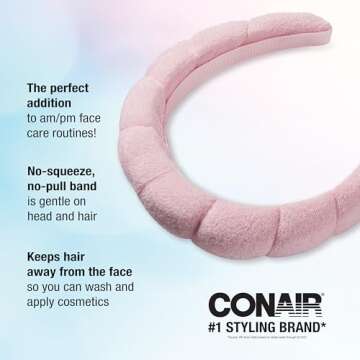 Conair Spa Makeup and Face Washing Headband - Bubble Design - Pink