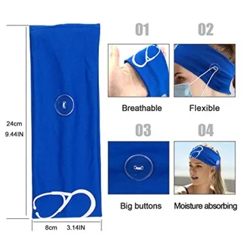 Comfortable Nurse Headbands - 3 Packs with Buttons