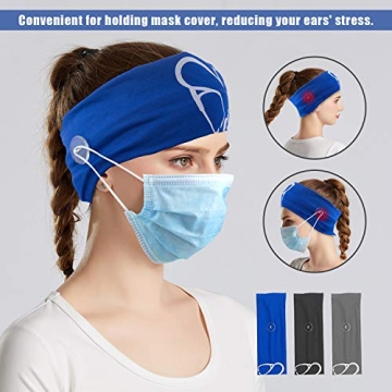 Comfortable Nurse Headbands - 3 Packs with Buttons