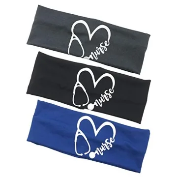 Comfortable Nurse Headbands - 3 Packs with Buttons