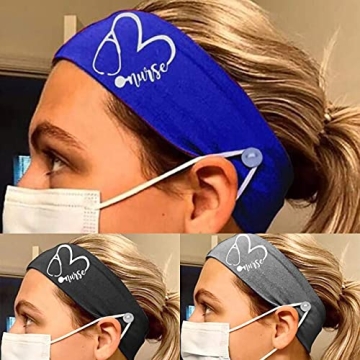 Comfortable Nurse Headbands - 3 Packs with Buttons