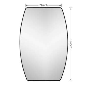 LuuLake Oblong Black Rectangle Large Framed Wall Mirror with Angled Beveled Mirror Frame Living Room...