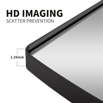 LuuLake Oblong Black Rectangle Large Framed Wall Mirror with Angled Beveled Mirror Frame Living Room, Vanity or Bathroom, Luxury Mirrored Rectangle Hangs Horizontal or Vertical (36" x 24")