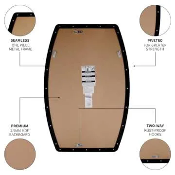 LuuLake Oblong Black Rectangle Large Framed Wall Mirror with Angled Beveled Mirror Frame Living Room, Vanity or Bathroom, Luxury Mirrored Rectangle Hangs Horizontal or Vertical (36" x 24")