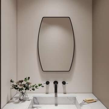 LuuLake Oblong Black Rectangle Large Framed Wall Mirror with Angled Beveled Mirror Frame Living Room, Vanity or Bathroom, Luxury Mirrored Rectangle Hangs Horizontal or Vertical (36" x 24")