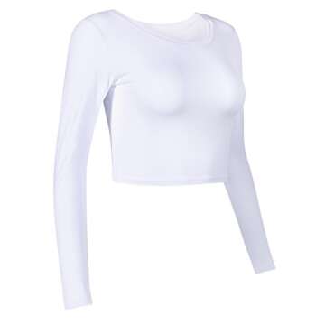 Womens Long Sleeve Crop Tops Basic Teen Girl Clothes Casual Cute Yoga Shirts Layering Slim Fitted Wo...