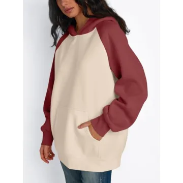 Trendy Queen Oversized Hoodies for Women Pullover Fleece Fall Sweatshirts Fashion Y2K Outfits Clothes 2025 Apricot WineRed M