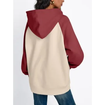 Trendy Queen Oversized Hoodies for Women Pullover Fleece Fall Sweatshirts Fashion Y2K Outfits Clothes 2025 Apricot WineRed M