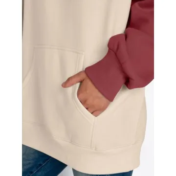 Trendy Queen Oversized Hoodies for Women Pullover Fleece Fall Sweatshirts Fashion Y2K Outfits Clothes 2025 Apricot WineRed M