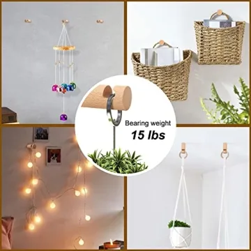 Stylish EGOMYRON Wood Hooks for Hanging Plants & Lights