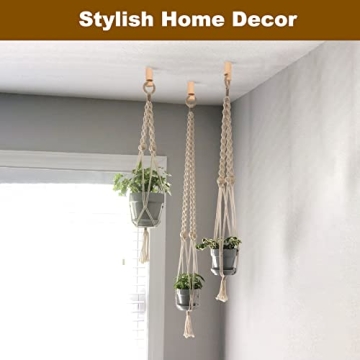 Stylish EGOMYRON Wood Hooks for Hanging Plants & Lights