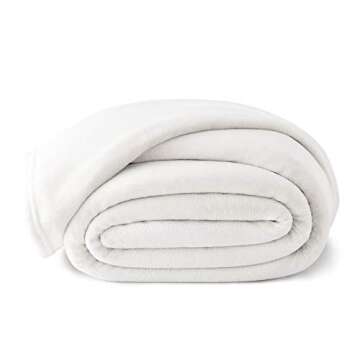 Linenspa Flannel Fleece Blanket - Super Soft - Breathable - Machine Washable - Polyester - Multiple Colors Available, White, Throw (50”x60” Inches)