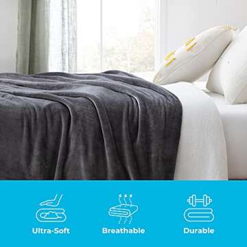 Linenspa Flannel Fleece Blanket - Super Soft - Breathable - Machine Washable - Polyester - Multiple Colors Available, White, Throw (50”x60” Inches)