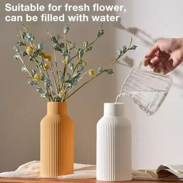 Mfacoy White Ceramic Flower Vase, Minimalist Decor, Modern Home Decorative Vase, Small Pampas Grass ...