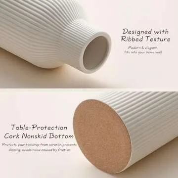 Mfacoy White Ceramic Flower Vase For Home Decor