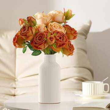 Mfacoy White Ceramic Flower Vase For Home Decor