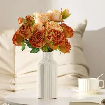 Mfacoy White Ceramic Flower Vase For Home Decor