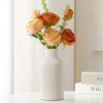 Mfacoy White Ceramic Flower Vase For Home Decor
