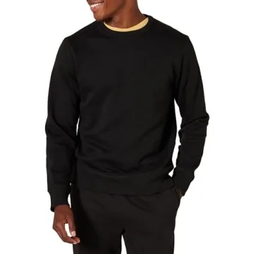 Amazon Essentials Men's Fleece Crewneck Sweatshirt - Big & Tall Available, Black, X-Small