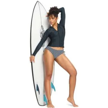 Stylish TSLA Women's UPF 50+ Zipper Rash Guard