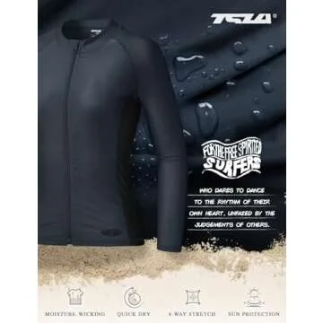 Stylish TSLA Women's UPF 50+ Zipper Rash Guard