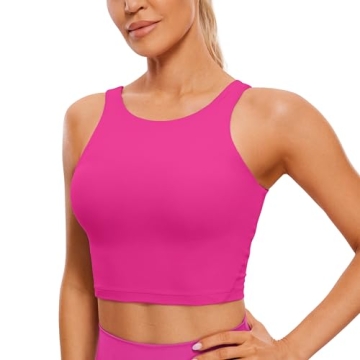 CRZ YOGA High Neck Longline Sports Bra - Hibiscus Purple