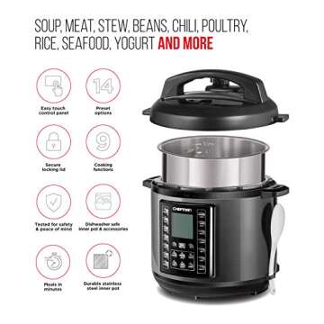 Chefman 6 Qt Multicooker Electric Pressure Cooker 9-in-1