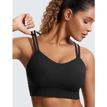 CRZ YOGA Womens Butterluxe Strappy Longline Sports Bra - Molded Cup Double Spaghetti Strap Workout Yoga Crop Top Athletic