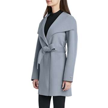 Tahari Women's Peacoat Wool Blend Lapel Collar Trench Coat, Cream Camel, Medium