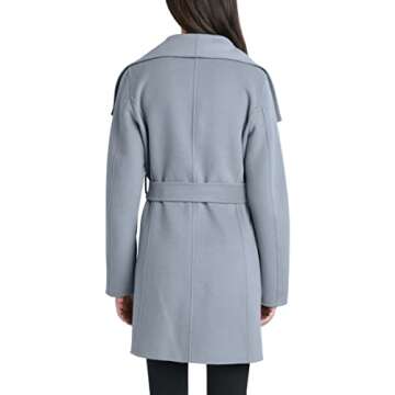 Tahari Women's Peacoat Wool Blend Lapel Collar Trench Coat, Cream Camel, Medium