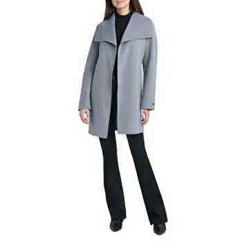 Tahari Women's Peacoat Wool Blend Lapel Collar Trench Coat, Cream Camel, Medium