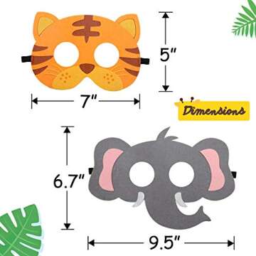 CiyvoLyeen Safari Jungle Animal Felt Masks for Kids