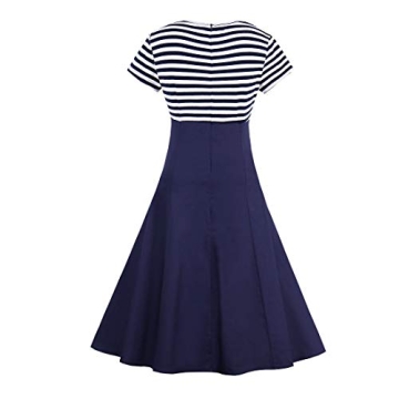 Women's Vintage Navy Stripes Sailor Dress A Line Style