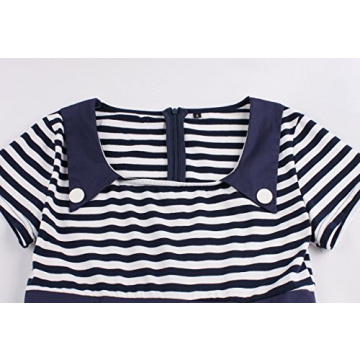 Women's Vintage Navy Stripes Sailor Dress A Line Style