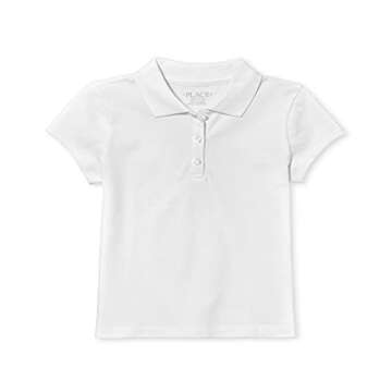 The Children's Place girls Short Sleeve Pique School Uniform Polo Shirt, White Single, X-Small US
