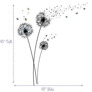 PapaKit Dandelion Wall Decal Vinyl Stickers | Bedroom Living Room Office Decor | Creative Art Design...