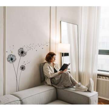 PapaKit Dandelion Wall Decal Vinyl Stickers | Bedroom Living Room Office Decor | Creative Art Design Pattern | Safe Removable Adhesive