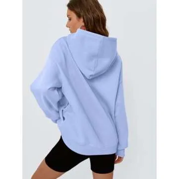 Trendy Queen Womens Oversized Hoodies Fleece Hooded Sweatshirts Casual Pullover Fall Winter Outfits Long Sleeve Tops 2025 LightBlue S