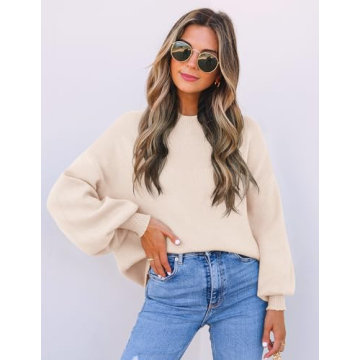 Stylish ZESICA Turtleneck Lantern Sleeve Sweater