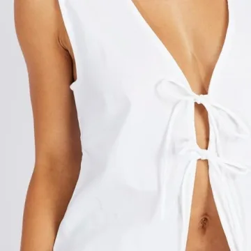 Tsultryofs Women's Vintage Bow Tie Vest Y2K Summer Streetwear