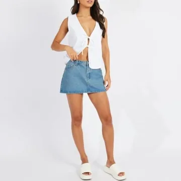 Tsultryofs Women's Vintage Bow Tie Vest Y2K Summer Streetwear