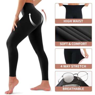 4 Pack Women's Leggings High Waist Tummy Control Comfort