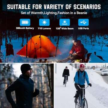 FFIPBGE Valentine's Day Gifts for Him, Beanie Hats with Light, USB Rechargeable LED Hand Free Headlamp, Perfect Winter Gifts for Men, Women, and Teens, Ideal for Camping, Hiking, 2 Pack, Black