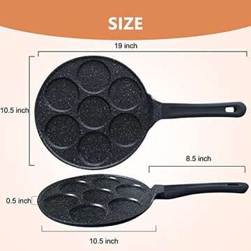 Vinchef Silver Dollar Pancake Pan Nonstick, 7-Mold Cast Aluminum Pancake Griddle, Pancake Maker, Mini Crepe Maker Blini Pan with Anti-Scalding Handle Suitable for All Stoves, PFOA Free Coating