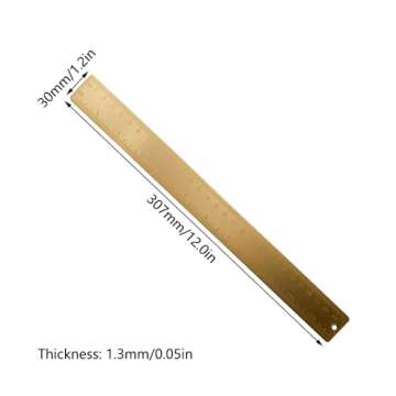 12inches/30cm Brass Measuring Rulers, Dual Scales Drawing Ruler, Straight Edge Linear Measurement Ru...