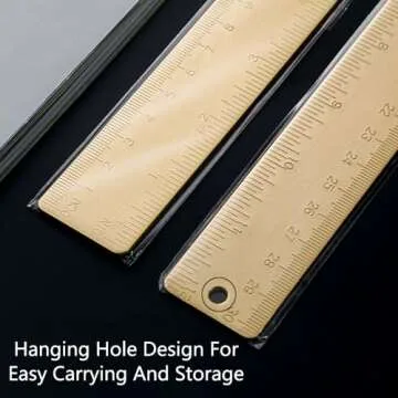 12inches/30cm Brass Measuring Rulers, Dual Scales Drawing Ruler, Straight Edge Linear Measurement Ruler for Carpenters Architects