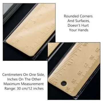 12inches/30cm Brass Measuring Rulers, Dual Scales Drawing Ruler, Straight Edge Linear Measurement Ruler for Carpenters Architects