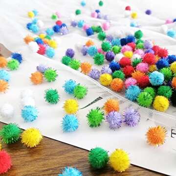Kbraveo 1000pcs 1/2 Inch Glitter Poms Sparkle Balls for Craft,Multicolored Glitter Poms